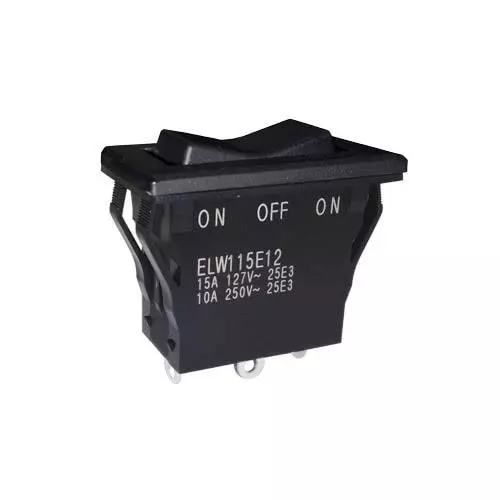 NIDEC COMPONENTS Rocker Switch Non-Illuminated Solder Lug Termination 15 Amp Rocker Actuator, ELW115E12