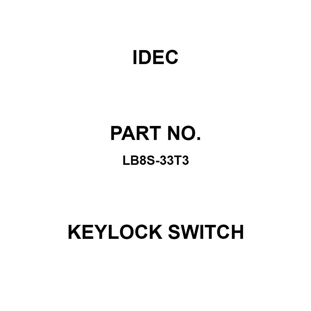 IDEC Keylock Switch Solder Terminal, LB8S-33T3