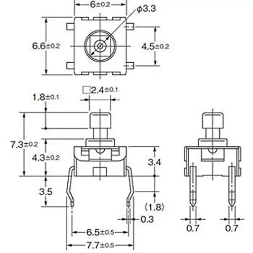 Omron Tactile Switch 100 mohm or more (at 250 V DC mega), B3W-1052