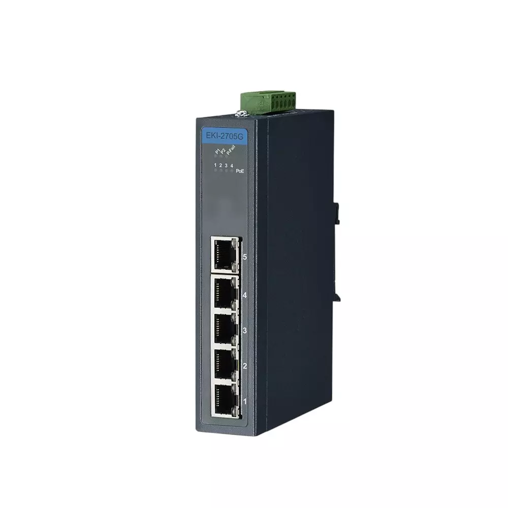 Advantech Unmanaged Industrial Ethernet Switch -40 to 75℃ Operating Temperature Range, EKI-2705G-1GPI-A