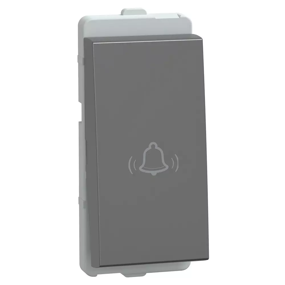 Schneider Electric Livia Series Bell Push Switch 10 A Current 1 Module 240 V AC Operational Voltage & Pristine Grey Color, P1005_PG_NP