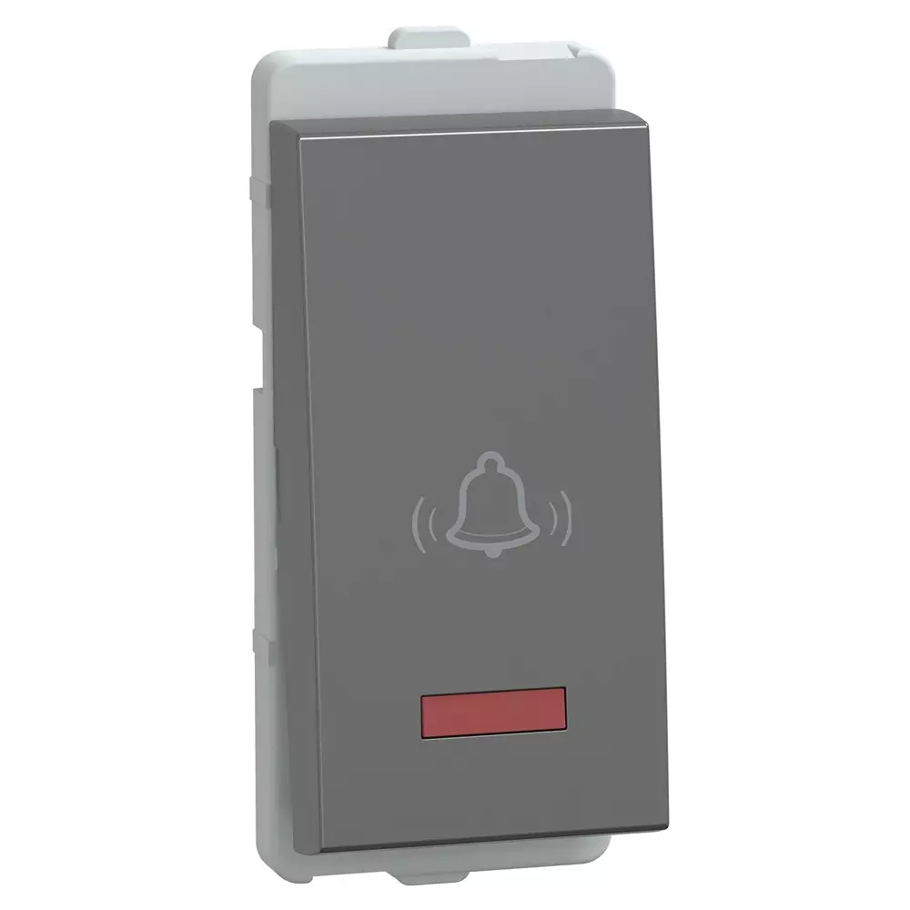 Schneider Electric Livia Series Bell Push Switch 10 A Current 1 Module 240 V AC Operational Voltage & Pristine Grey Color, P1085_PG_NP
