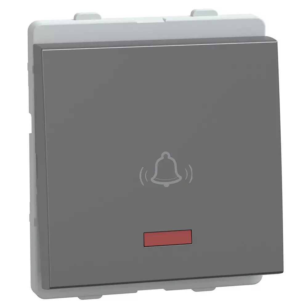 Schneider Electric Livia Series Bell Push Switch 10 A Current 2 Module 240 V AC Operational Voltage & Pristine Grey Color, P1086_PG_NP