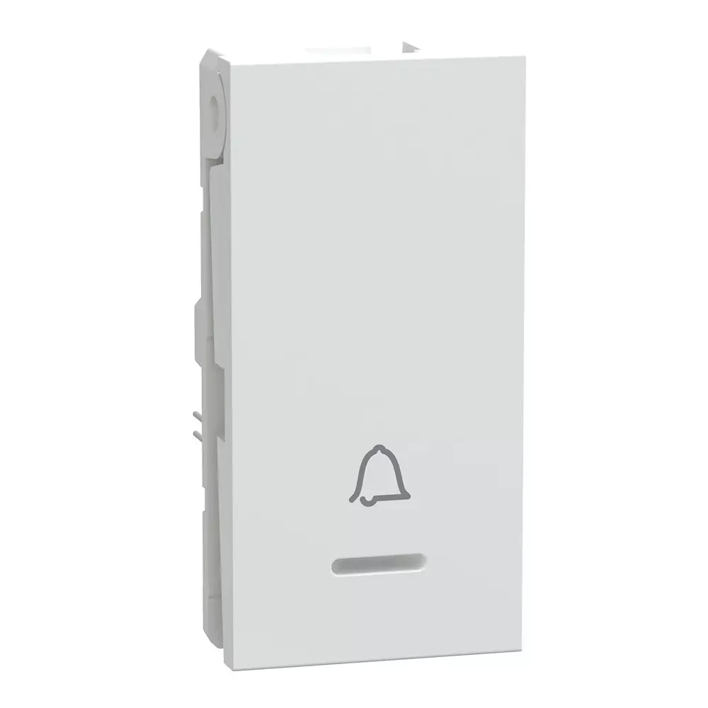 Schneider Electric Unica Pure+ Series Bell Press Switch With Indicator Polar White 1 Module 240 V AC Operational Voltage and 6 A Rated Current, UN6FB1M_WE