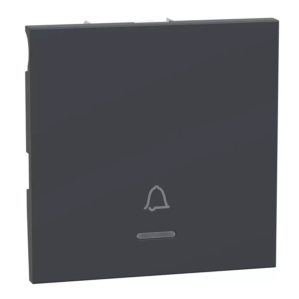 Schneider Electric Unica Pure+ Series Bell Press Switch With Indicator Volcanic Grey 2 Modules 240 V AC Operational Voltage and 6 A Rated Current, UN6FB2M_GY