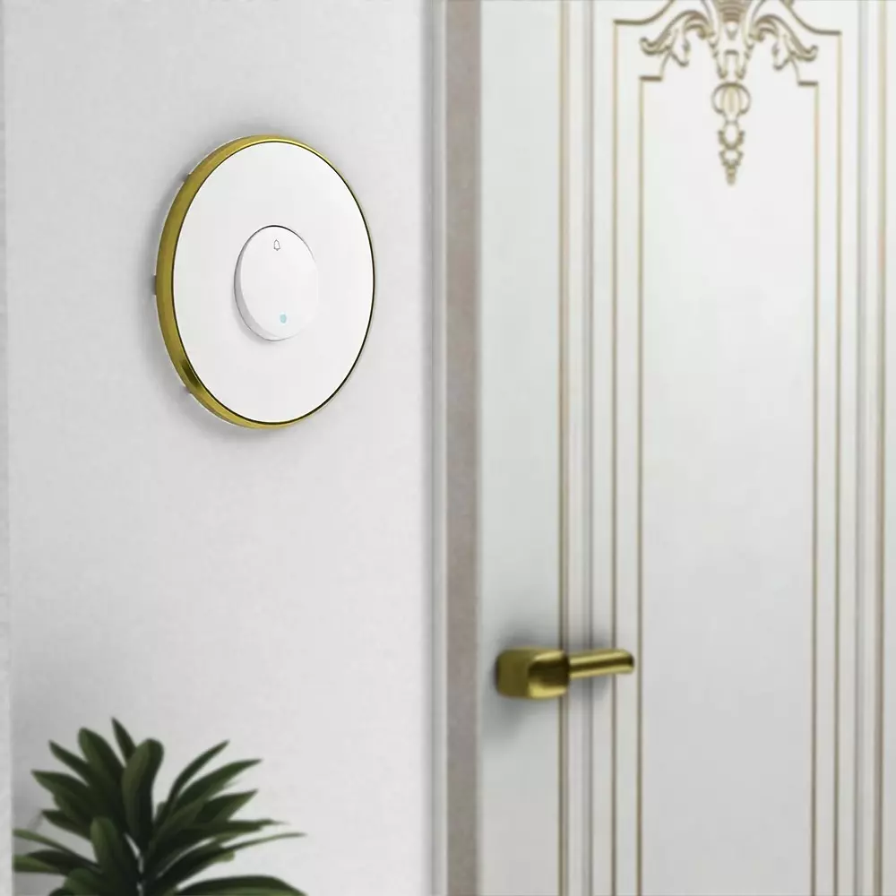 Anchor Obel Bell Push Switch Misty Gold With Indicator Saturn 6 A Current Rating 2 Module for Industrial and Home Use, 8426