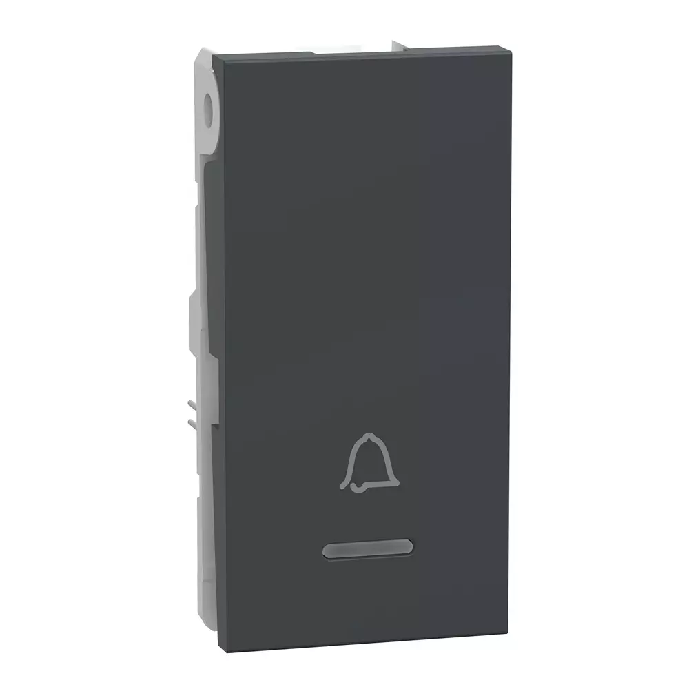 Schneider Electric Unica Pure+ Series Bell Press Switch With Indicator Volcanic Grey 1 Module 240 V AC Operational Voltage and 6 A Rated Current, UN6FB1M_GY