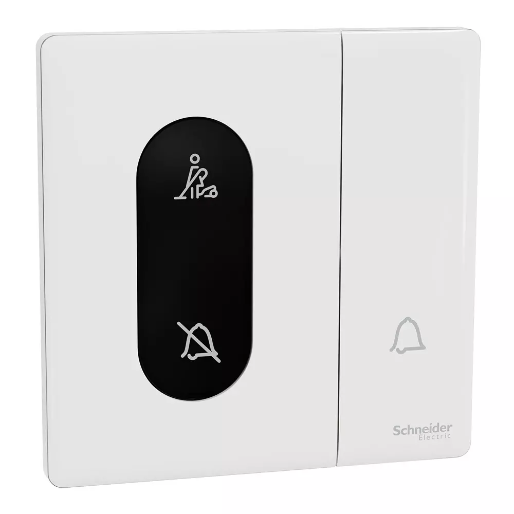 Schneider Electric Unica X Series Bell Press Switch with DND and PCU Indicator Painted White Color 10 A Current and IP20 Rating, NUX31BPDM_PW