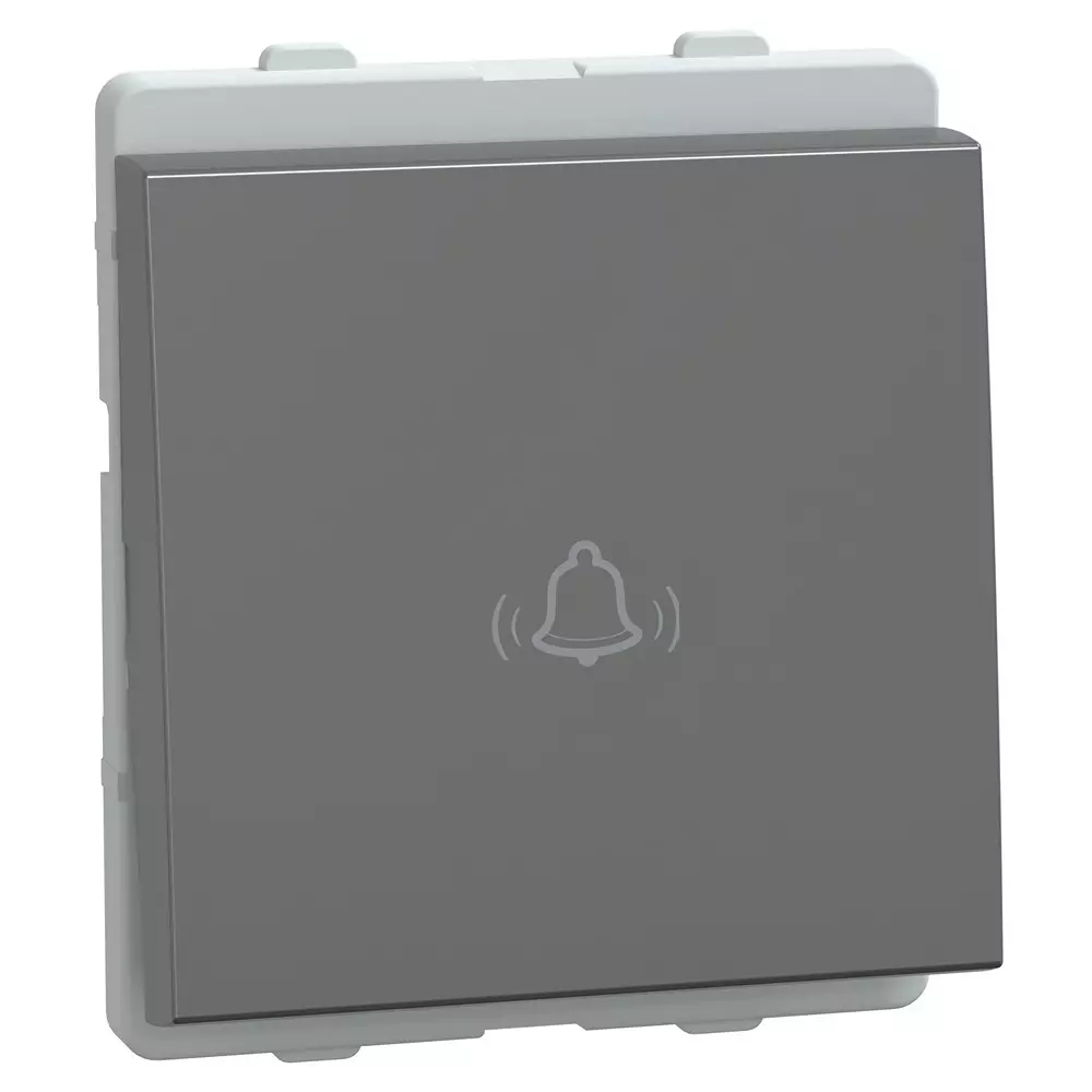 Schneider Electric Livia Series Bell Push Switch 10 A Current 2 Module 240 V AC Operational Voltage & Pristine Grey Color, P1025_PG_NP