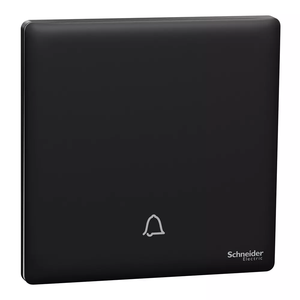 Schneider Electric Unica X Series Bell Press Switch Jet Black Color 10 A Current, 250 V Operational Voltage and 1 Gang, NUX31_BP_JB