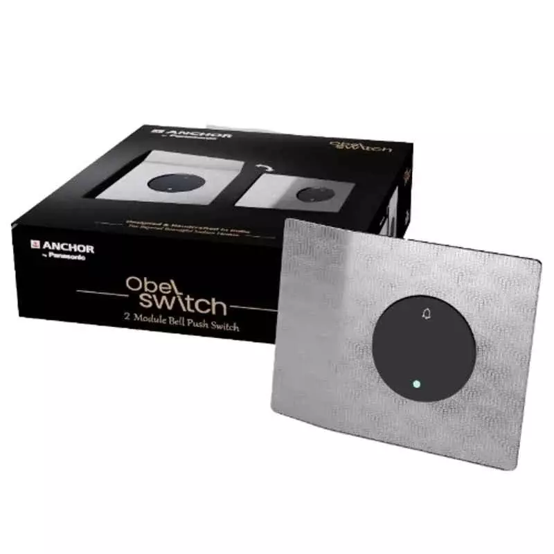 Anchor Obel Bell Push Switch Sterling illusion With Indicator N.E.W.S 6 A Current Rating 2 Module for Industrial and Home Use, 8430