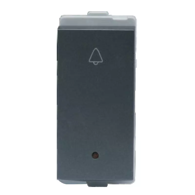 L&T [ Lauritz Knudsen ] Entice Bell Push Switch with indicator Charcoal Grey Color 1 Module 10 Amp Current, CB91301BG10