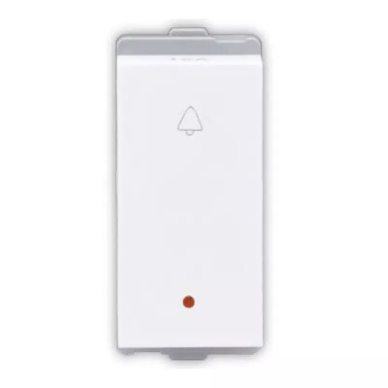 L&T [ Lauritz Knudsen ] Entice Bell Push Switch with indicator White Color 1 Module 10 Amp Current, CB91301BW10