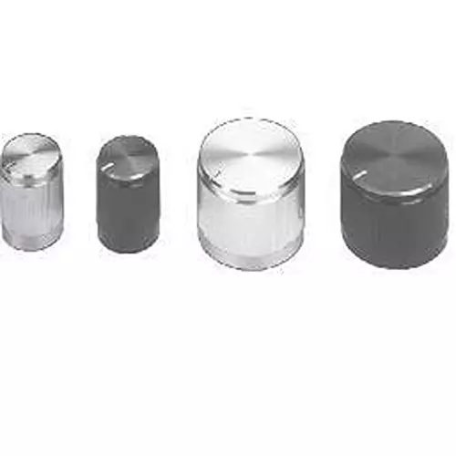 APEM Cylindrical Knob 6.35 mm Shaft Dia Aluminum, 420041B14