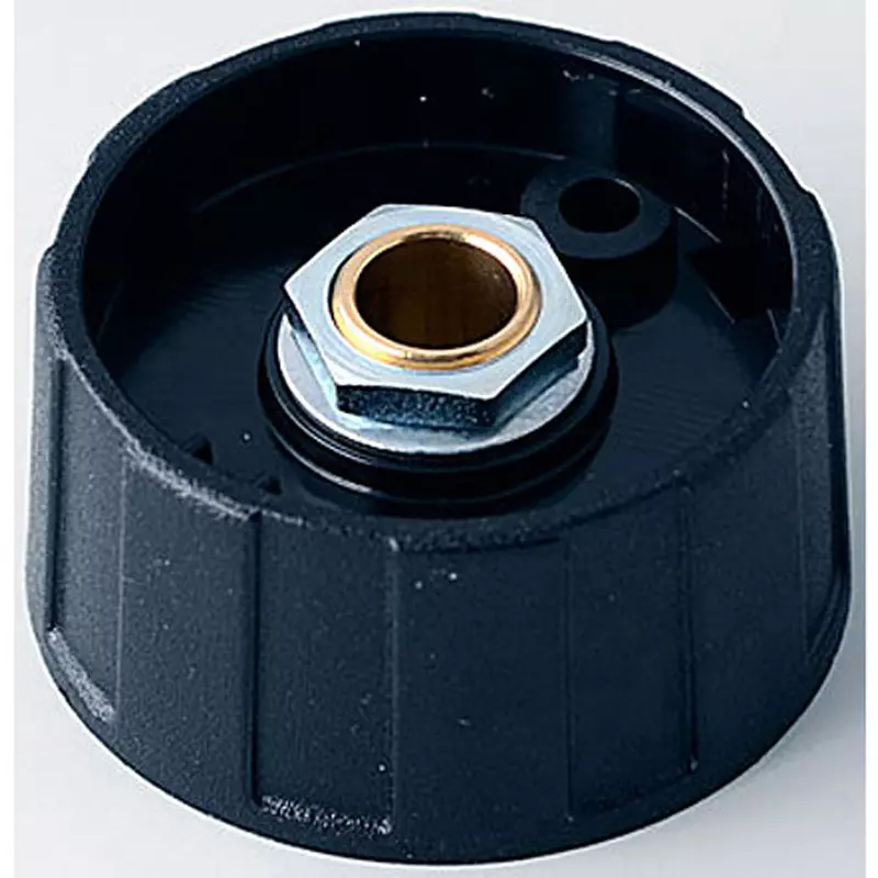 Settsu Round Knob UL94 HB compliant ABS (knob/cap/arrow disc/nut cover) Black, OKT-2531060 (Pack of 10)