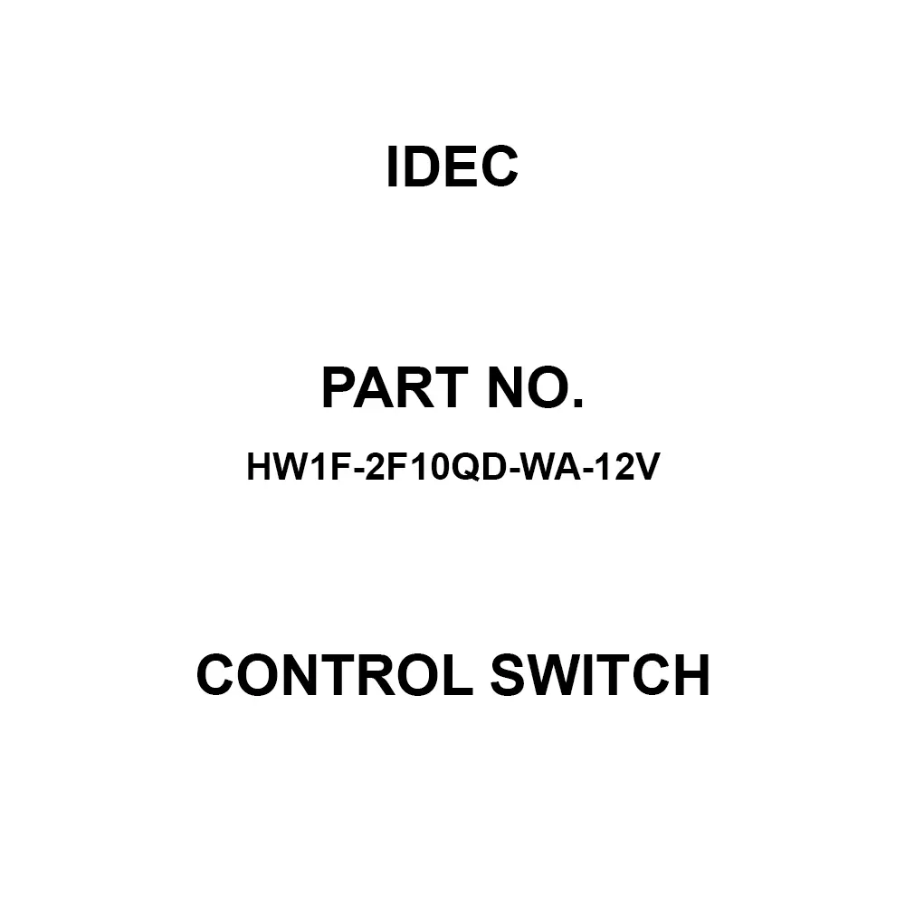 IDEC Control Switch Panel Mount Illuminated, HW1F-2F10QD-WA-12V