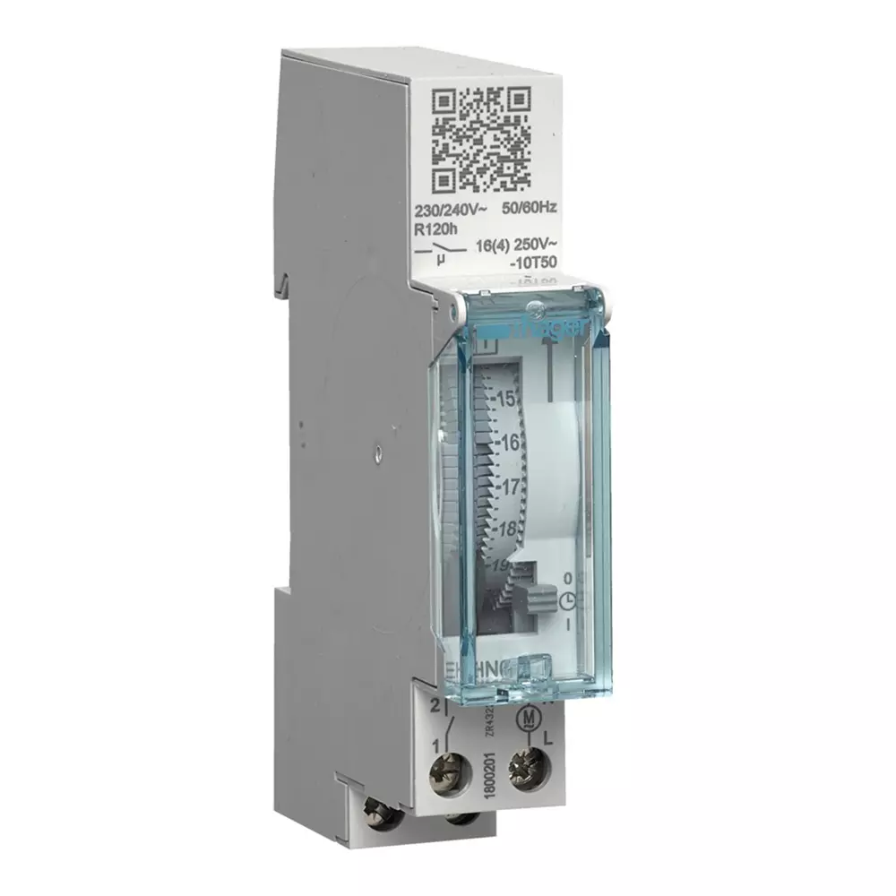 Hager Daily Time Switch with Reserve 1-Channel 1000 W 1-Module, EHN011