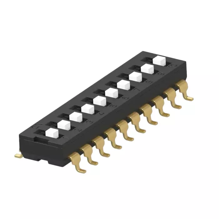 TE CONNECTIVITY 10 Way Surface Mount DIP Switch SPST Extended Actuator, 2454985-1 (Pack of 2)