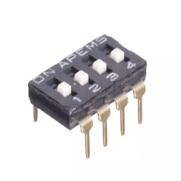 APEM NDI Series DIP Switch Non-Illuminated SPST 25 mA 4 Position 24 V DC, NDI04HV