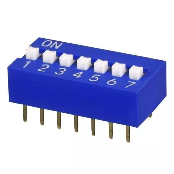 Same Sky DIP Switch Non-Illuminated SPST 25 mA 7 Position 24 V DC, DS01C-254-S-07BE