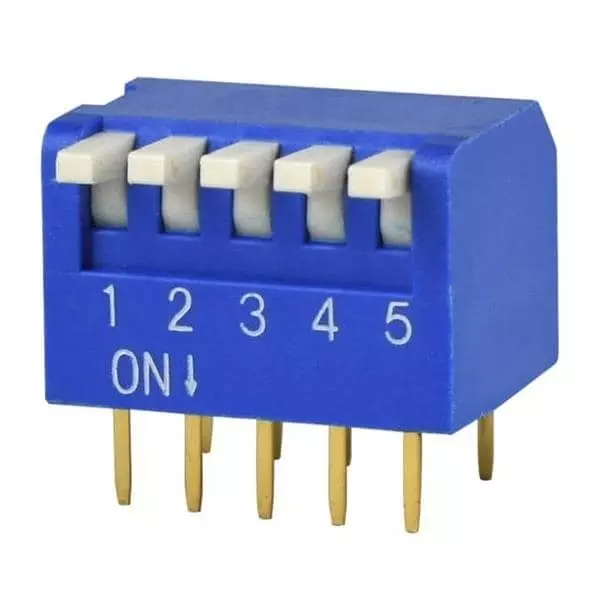 Same Sky DIP Switch Non-Illuminated SPST 25 mA 5 Position 24 V DC, DS02C-254-1L-05BE