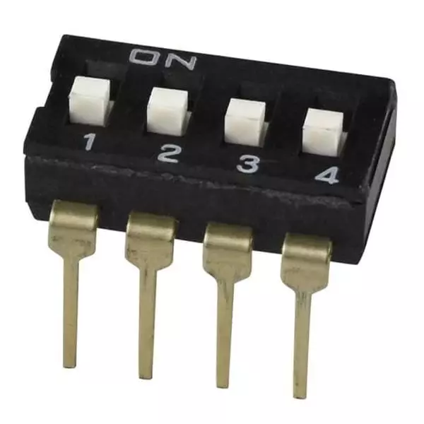 Same Sky DIP Switch Non-Illuminated SPST 25 mA 4 Position 24 V DC, DS04-254-2L-04BK