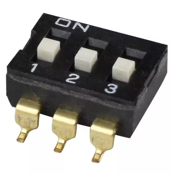 Same Sky DIP Switch Non-Illuminated SPST 25 mA 3 Position 24 V DC, DS04-254-2-03BK-SMT