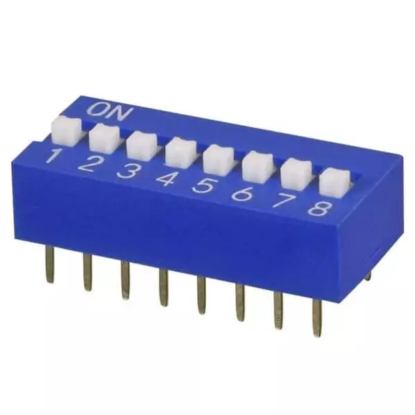 Same Sky DIP Switch Non-Illuminated SPST 25 mA 8 Position 24 V DC, DS01-254-S-08BE