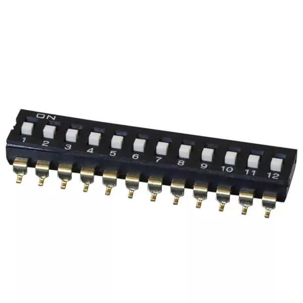 Same Sky DIP Switch Non-Illuminated SPST 25 mA 12 Position 24 V DC, DS04-254-2-12BK-SMT