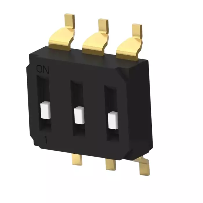 TE CONNECTIVITY 3 Way Surface Mount DIP Switch SPST Recessed Actuator, EDS03SGRNTR04Q (Pack of 900)