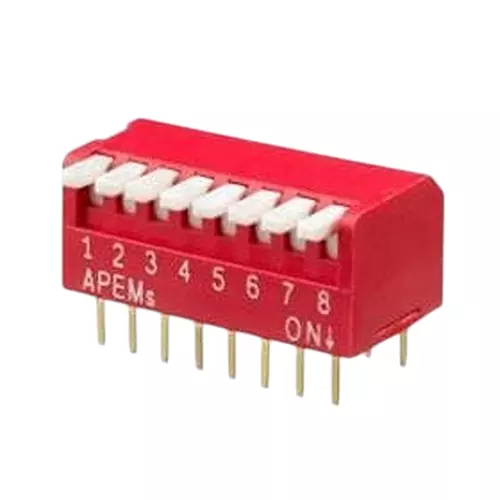 APEM NDP Series DIP Switch Non-Illuminated SPST 25 mA 8 Position 24 V DC, NDPL08V