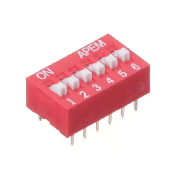 APEM NDS Series DIP Switch Non-Illuminated SPST 25 mA 6 Position 24 V DC, NDS06V