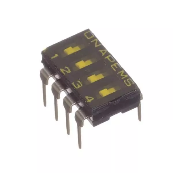 APEM NDI Series DIP Switch Non-Illuminated SPST 25 mA 4 Position 24 V DC, NDIR04HT