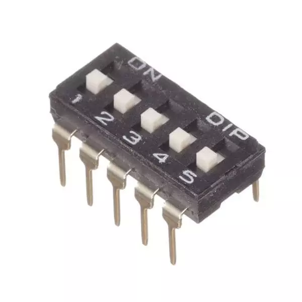 APEM NDI Series DIP Switch Non-Illuminated SPST 25 mA 5 Position 24 V DC, NDI05H