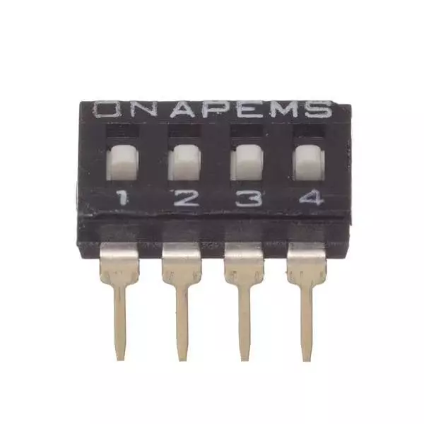 APEM NDI Series DIP Switch Non-Illuminated SPST 25 mA 4 Position 24 V DC, NDI04S