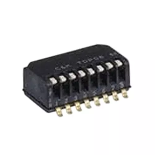 C&K COMPONENTS TDP Series DIP Switch Non-Illuminated 8 Positions Flush Actuator, TDP08H0SBD1R