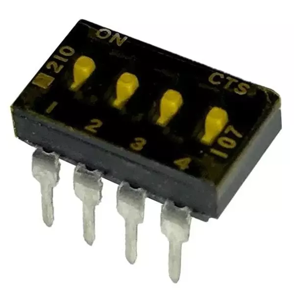 CTS 210 DIP Switch Non-Illuminated SPST 100 mA 4 Position 50 V DC, 210-4MST