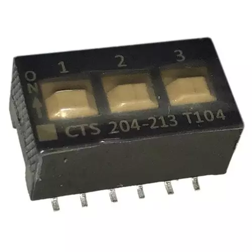 CTS 204 DIP Switch Non-Illuminated DPST 100 mA 3 Position 50 V DC, 204-213ST