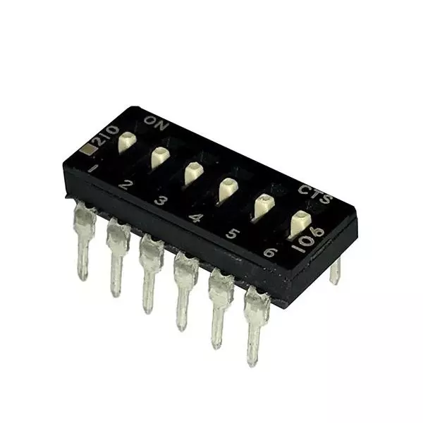 CTS 210 DIP Switch Non-Illuminated SPST 100 mA 6 Position 50 V DC, 210-6MS