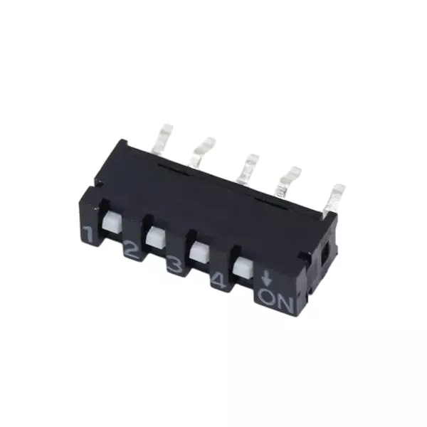Diptronics SIP Series DIP Switch Non-Illuminated 4PST 10 mA 4 Position 5 V DC, SIP-04T-V