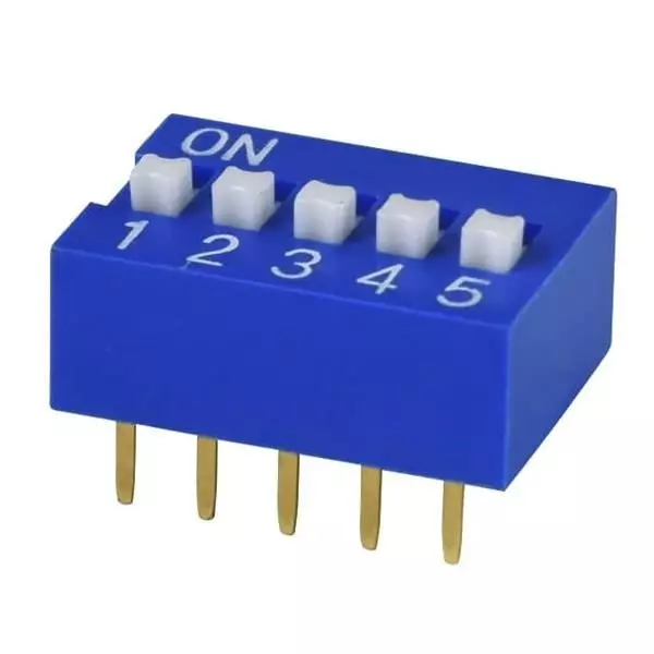 Same Sky DIP Switch Non-Illuminated SPST 25 mA 5 Position 24 V DC, DS01C-254-L-05BE