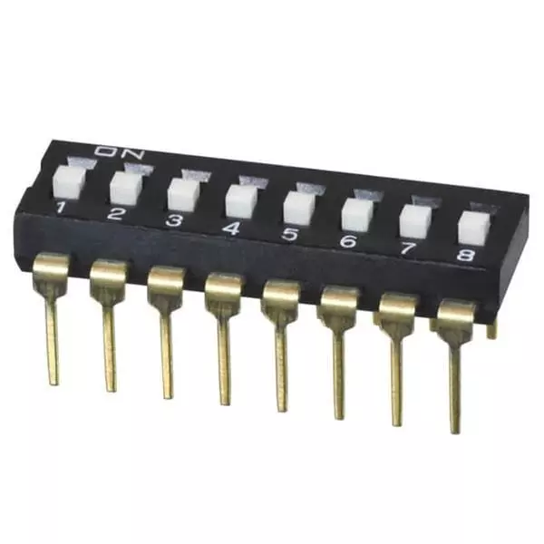 Same Sky DIP Switch Non-Illuminated SPST 25 mA 8 Position 24 V DC, DS04-254-2L-08BK