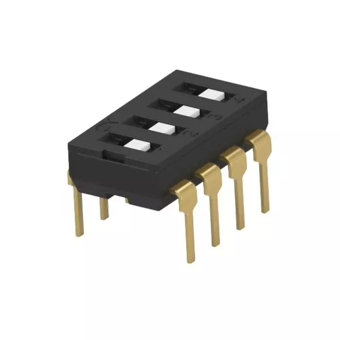 TE CONNECTIVITY 4 Way Through Hole DIP Switch SPDT Flush Actuator, 2461924-1 (Pack of 40)