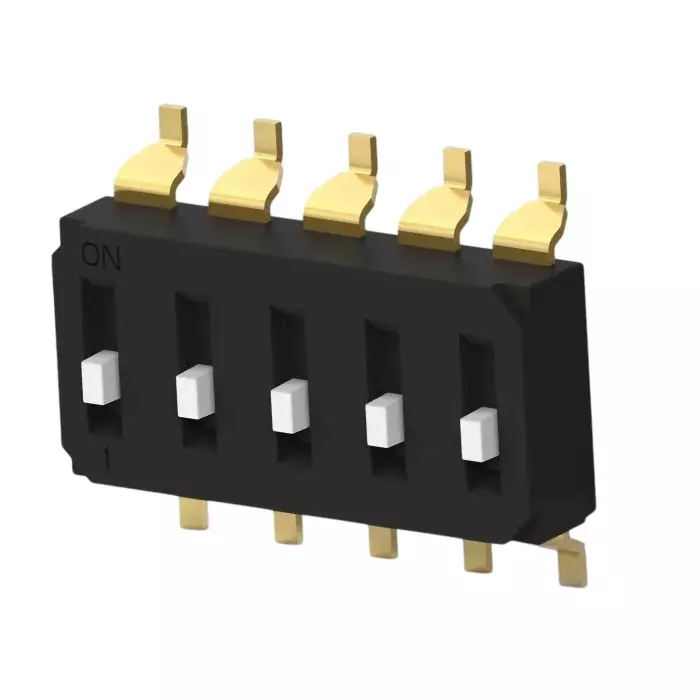 TE CONNECTIVITY 5 Way Surface Mount DIP Switch SPST Raised Actuator, EDS05SGNNTR04Q (Pack of 900)