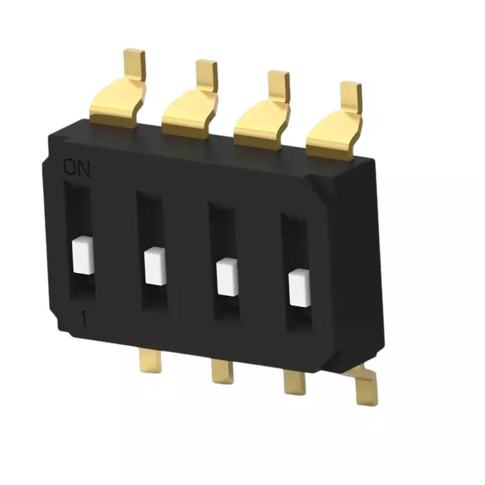 TE CONNECTIVITY 4 Way Surface Mount DIP Switch SPST Recessed Actuator, EDS04SGRNTR04Q (Pack of 900)