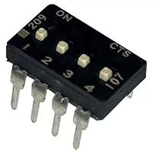 CTS 209 DIP Switch Non-Illuminated SPST 100 mA 4 Position 50 V DC, 209-4LPSTF