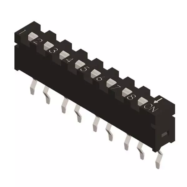 Diptronics SIP Series DIP Switch Non-Illuminated DPST 10 mA 2 Position 5 V DC, SIP-02T-V