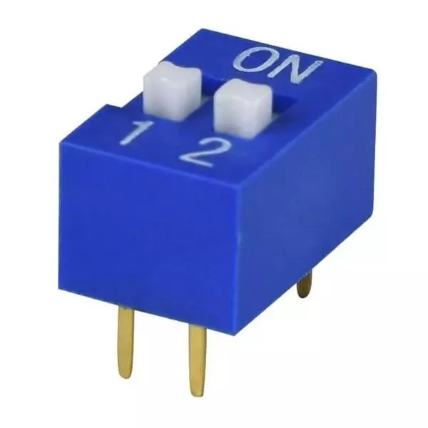 Same Sky DIP Switch Non-Illuminated SPST 25 mA 2 Position 24 V DC, DS01-254-L-02BE
