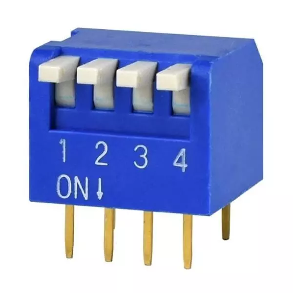 Same Sky DIP Switch Non-Illuminated SPST 25 mA 4 Position 24 V DC, DS02C-254-1L-04BE