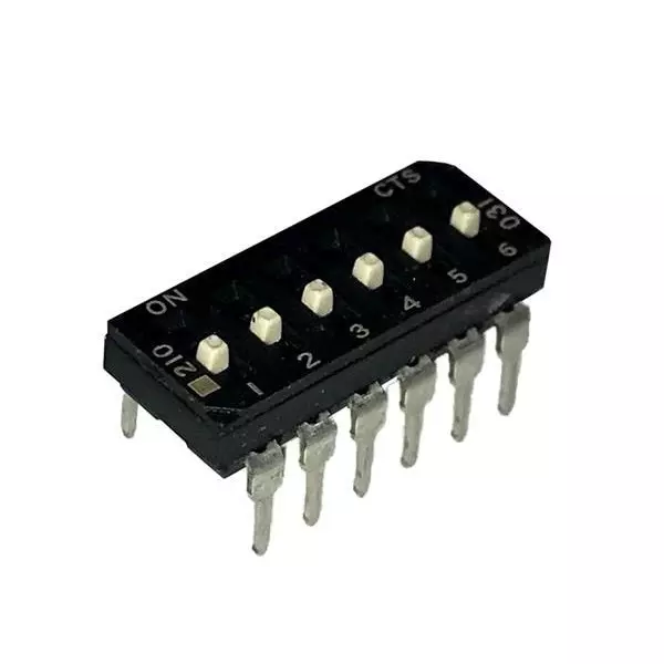 CTS 210 DIP Switch Non-Illuminated SPST 100 mA 6 Position 50 V DC, 210-6ESFD